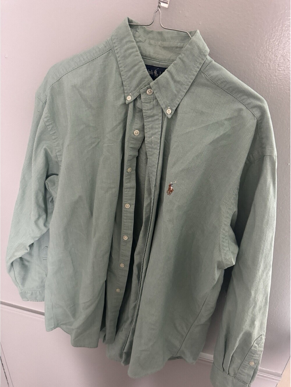Vintage Polo Ralph Lauren Blake Shirt Mens Large Green Corduroy Button Down LS